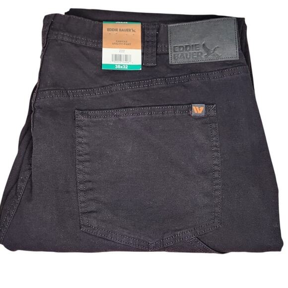 Eddie Bauer Men's Utility Cotton Canvas Stretch Pant Black Size 38 x 32 NWT - Picture 1 of 6